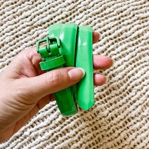 Bright green leather belt from J. Crew